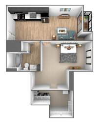 Sumac Floor Plan at Clove Apartments, Omaha, 68114