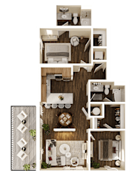 William Floor Plan at The Walter Apartments, Omaha, Nebraska