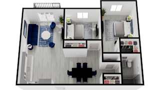 a floor plan of a bedroom with a bathroom and a living room