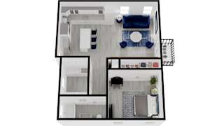 the floor plan of studio apartment with bedroom and living room