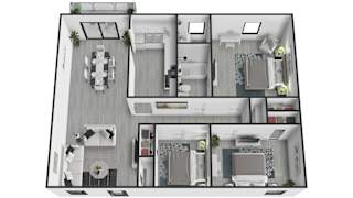 A black and white image of a floor plan of a house.