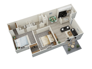 bedroom floor plan an in 3d