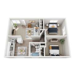 Willow Manor 2x1 1134 sq ft corner units floor plan 3D image
