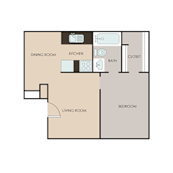 a floor plan of a studio apartment with a bedroom and a living room