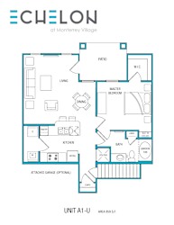 A floor plan for a unit at the Echelon apartment complex.