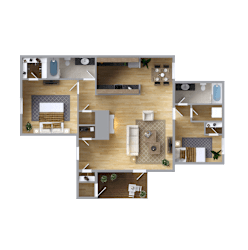 B2 Floor Plan at Rosewood at Colony Square, Rocky Mount, NC, 27804