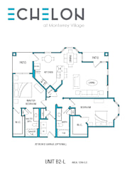 A floor plan of a unit at Chelon at Monterrey Village.