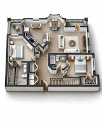 A top-down view of a house layout with labeled rooms.