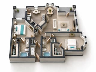 A top-down view of a house layout with labeled rooms.