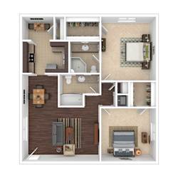 2 Bed 2 Bath Floor Plan at Oaks at Spring Valley, Texas