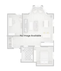 A floor plan of a house with a kitchen, living room, and two bedrooms.