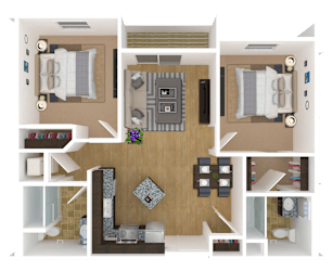 2 Bedrooms, 2 Bathrooms Floor Plan at Arbor Ridge, Minnesota