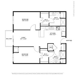 a floor plan of a house with bedrooms and baths at Bluestone Flats, Duluth, 55803