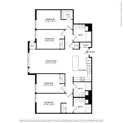 this floor plan is an approximation of our 1 bedroom floor plan at Bluestone Lofts, Minnesota, 55803