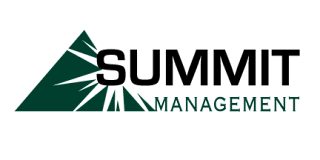 the logo for summit management on a green background