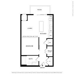 a floor plan of a unit with a bedroom and a living room at Bluestone, Duluth, 55803
