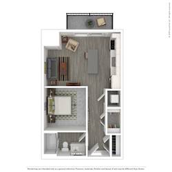 a outlook of a 1 bedroom floor plan with roommates  at Vue at Bluestone, Duluth, MN, 55803