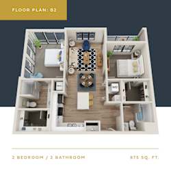 B2 Floor Plan | 975 Sq. Ft. at Converge KC Uptown, Kansas City, MO
