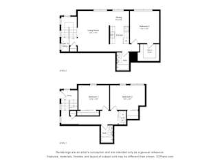 3bd 2bth B Floor Plan at Ames Lake Neighborhood Apartments, St. Paul, MN