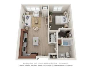1Bd 1Ba Floor Plan at The Landing at Amber Fields Apartments, Rosemount, 55068