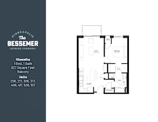 1Bed 1Bath 627 sq.Ft. at The Bessemer at Seward Commons Apartments, Minnesota