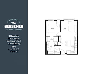 1Bed 1Bath 658 sq.ft._Juliet at The Bessemer at Seward Commons Apartments, MN, 55404