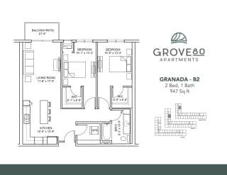 Granada - B2 Floor Plan at Grove80 Apartments, Cottage Grove, MN