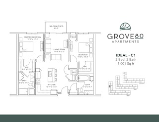 Ideal - C1 Floor Plan at Grove80 Apartments, Cottage Grove, 55016