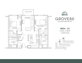 Irish - C2 Floor Plan at Grove80 Apartments, Cottage Grove