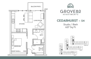 Studio 0 Bedroom 1 Bath Floor Plan at Grove80 Apartments, Minnesota