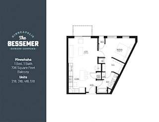 1Bed 1Bath 706 sq.ft at The Bessemer at Seward Commons Apartments, Minnesota, 55404