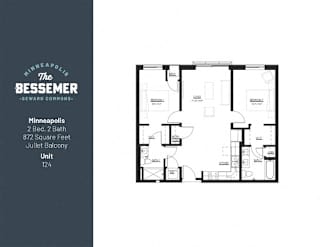 2Bed 2Bath 872 Sq.ft._1 at The Bessemer at Seward Commons Apartments, Minneapolis