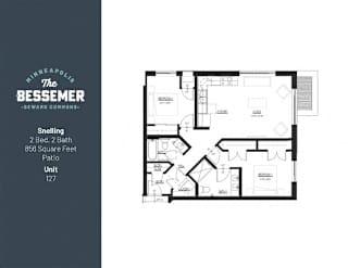 2Bed 2Bath 826 Sq.Ft. Patio at The Bessemer at Seward Commons Apartments, Minneapolis, Minnesota