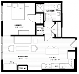 Denver Floor Plan at Third North Apartments, Minneapolis, MN 55401
