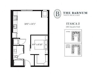 StudioItasca2 at The Barnum Apartments, White Bear Lake, MN,  55110