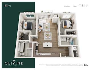 2 bed 2 bath B at Olivine Apartments, Minnesota