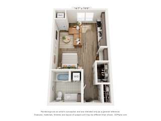 Studio 1 bath C at Olivine Apartments, Victoria, MN, 55386