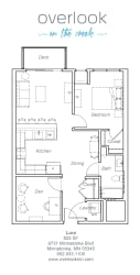 Lura floor plan 825 square feet 1 bedroom plus den, 1 bathroom