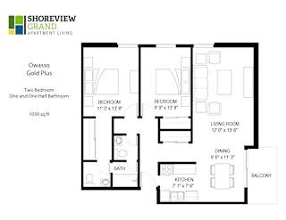 floor plan image of the owasso gold plus at Shoreview Grand Apartments