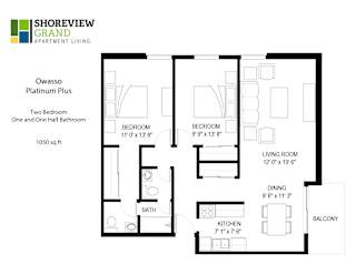 Owasso Platinum Plus Floor Plan at Shoreview Grand, Shoreview, Minnesota