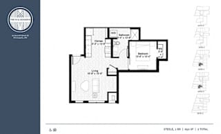 Steele Floor Plan at The M on Hennepin, Minneapolis, 55414