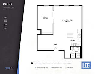 Denim Floor Plan at Lee Lofts, Minneapolis, MN 55401