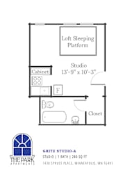 Gritz Studio Layout at The Park Apartments, Minneapolis, MN