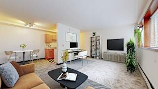 Living Room With Kitchen at The Park Apartments, Minneapolis