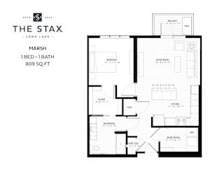 809 Square Foot Marsh 1 Bedroom Apartment at The Stax of Long Lake in Long Lake, 55356