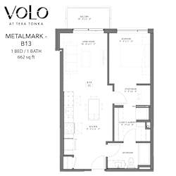 1 bedroom 1 bathroom floor plan R at Volo at Texa Tonka Apartments, St Louis Park