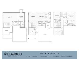 A floor plan for a home with four bedrooms and a garage.