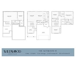 A floor plan for a home with four bedrooms and a garage.
