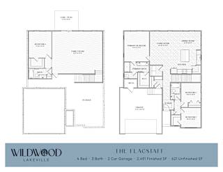 A floor plan for a home with a living room, dining room, and kitchen.