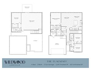 A floor plan for a home with a living room, dining room, and kitchen.
